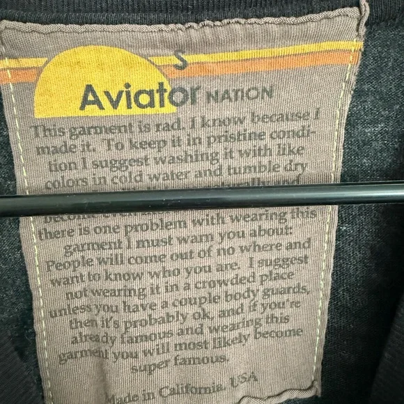 Aviator Nation Black Lightning Bolt Jersey Size Small - Picture 2 of 3